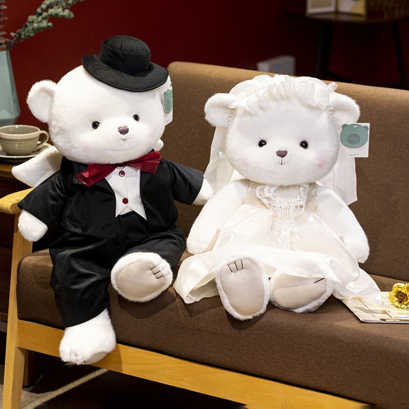High-End casamento imprensa cama boneca urso de casamento casal urso de pelúcia brinquedo de pelúcia presente para casam