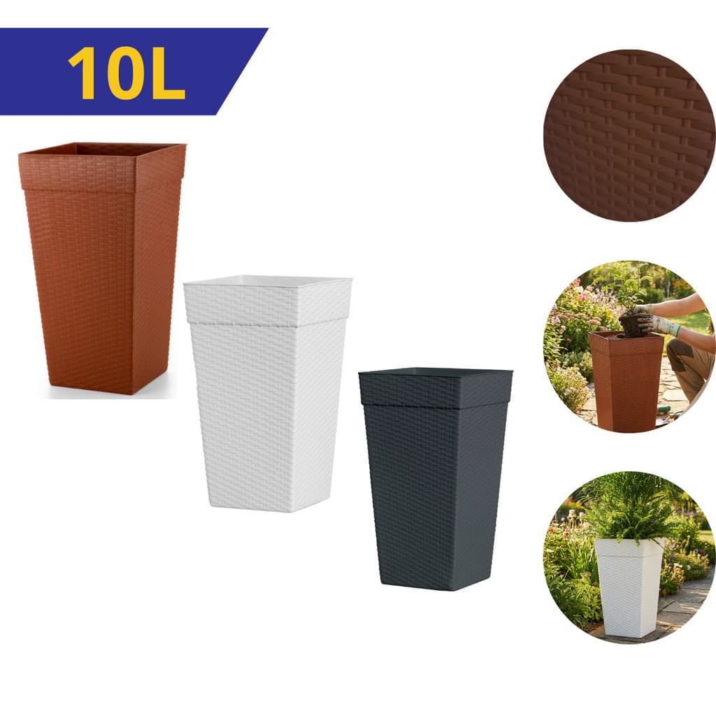 Kit 2 Vasos 10 Litros Coluna Rattan Reforçado Para Plantas e Flores Decoração Para Casa Jardins Sala