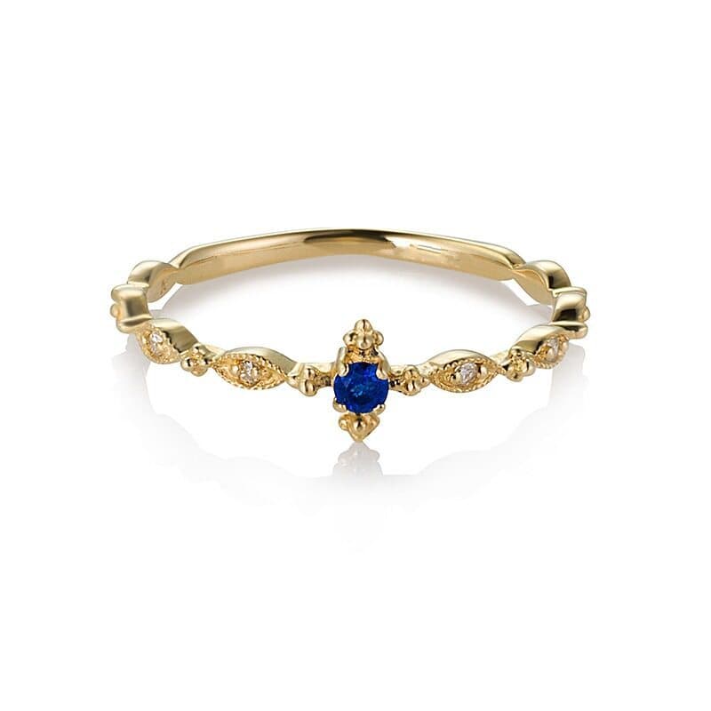 anel solitario kit anel POLYSUTT Europeu Americano Novo Estilo Incrustado Topázio Safira Anel Banhado a Ouro 14k Zircão