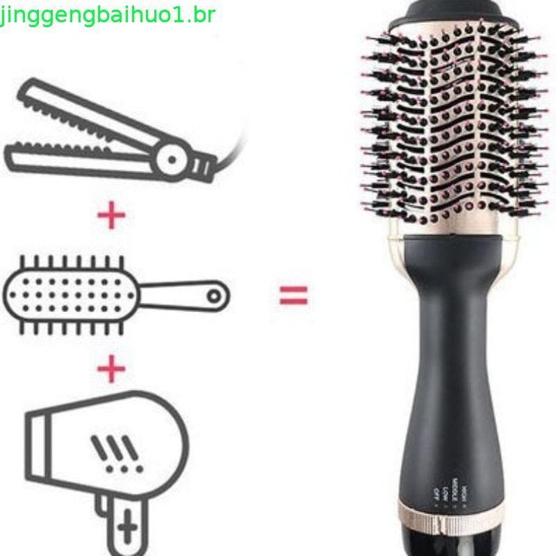 Escova de ar quente, modelador de cachos para uso em cabelos molhados e secos, escova secadora de cabelo com íons negati