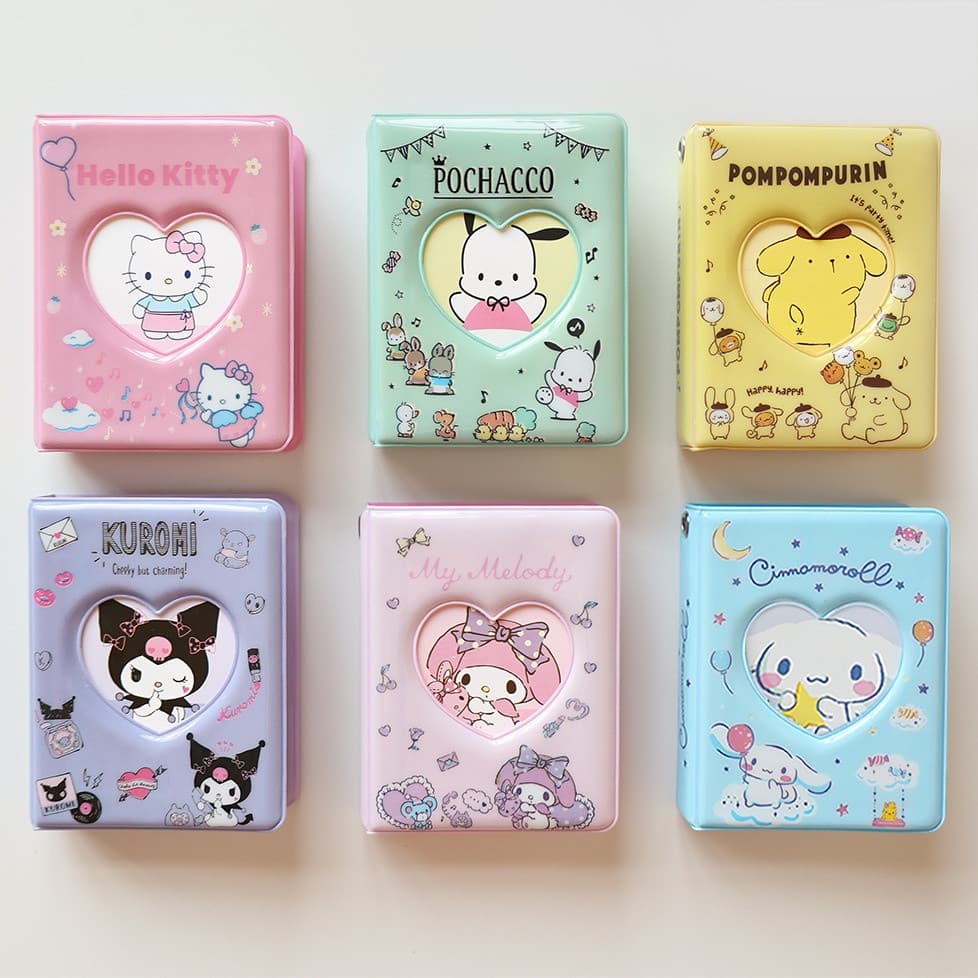 Álbum de cartões fofo no estilo Sanrio, Cinnamoroll, Love Baby, Protetor de Cartões de Foto Mini MDVU