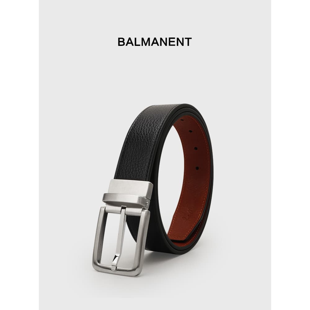 Dupla face Flip Design cinto masculino novo estilo couro genuíno pino fivela Benming ano cinto vermelho All-Match cinto