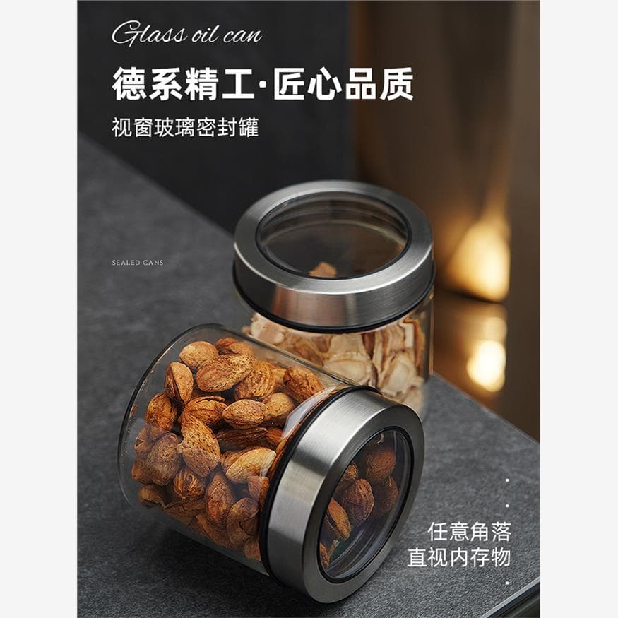 Jarra de vidro selada para armazenamento, cozinha, chá, grãos de café, garrafa de alimentos, caixa de armazenamento de g