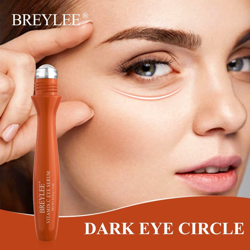 Sérum para Olhos com Vitamina C BREYLEE, Hidratante, Antioxidante, Clareador, Protege a Pele e Melhora Olheiras, 0,5 fl