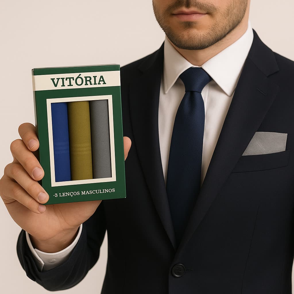 Lenço de Bolso 100% Algodão Presidente Vitoria para Terno