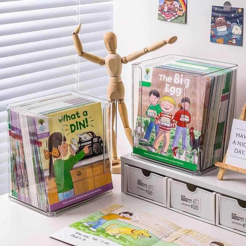 Crianças caixa de armazenamento de livro de imagens Desktop Oxford árvore organizador caixa pet transparente livro domés