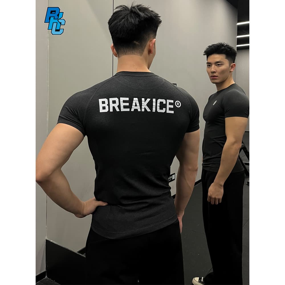 BKCXZICE roupas de Fitness masculinas meia-calça de manga curta alta elasticidade de secagem rápida respirável roupas de