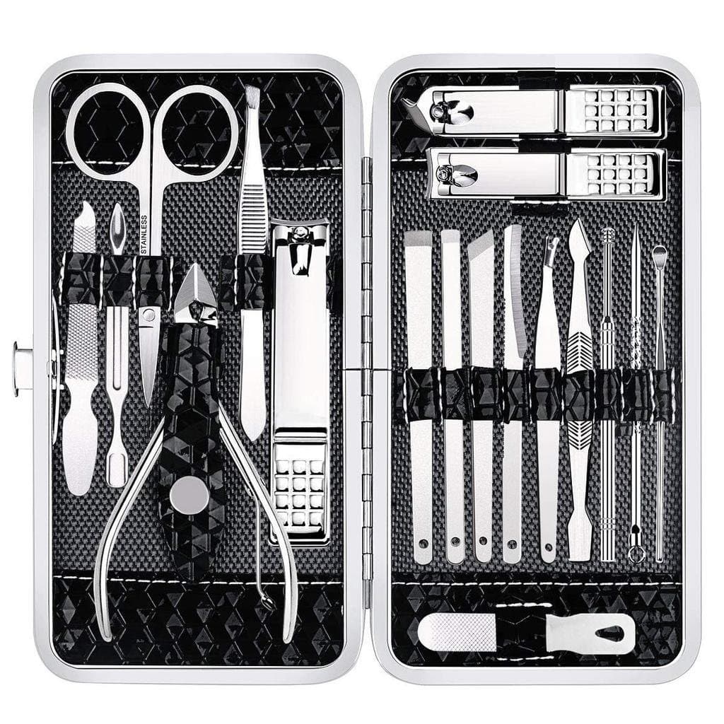 Conjunto de Cortadores de Unhas para Homens e Mulheres, Kit Profissional de Manicure e Pedicure, 18 Peças de Ferramentas