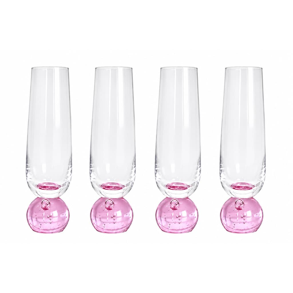 KIT 4 Taças de Vidro champagne base em esfera 300ml TUUT