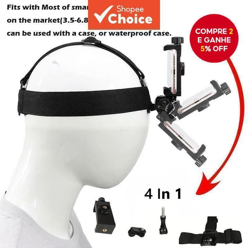 1 Pçs Suporte De Telefone Montado Na Cabeça Primeira Pessoa Vista Preto Aperto Vídeo Para GoPro 10 Ação