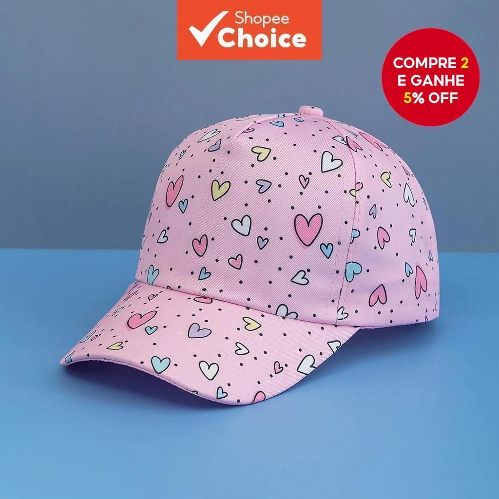Boné De Beisebol Infantil Com Estampa De Coração , Sol Ajustável Da Moda Para Bebês Meninas , Presente Perfeito Aniversá