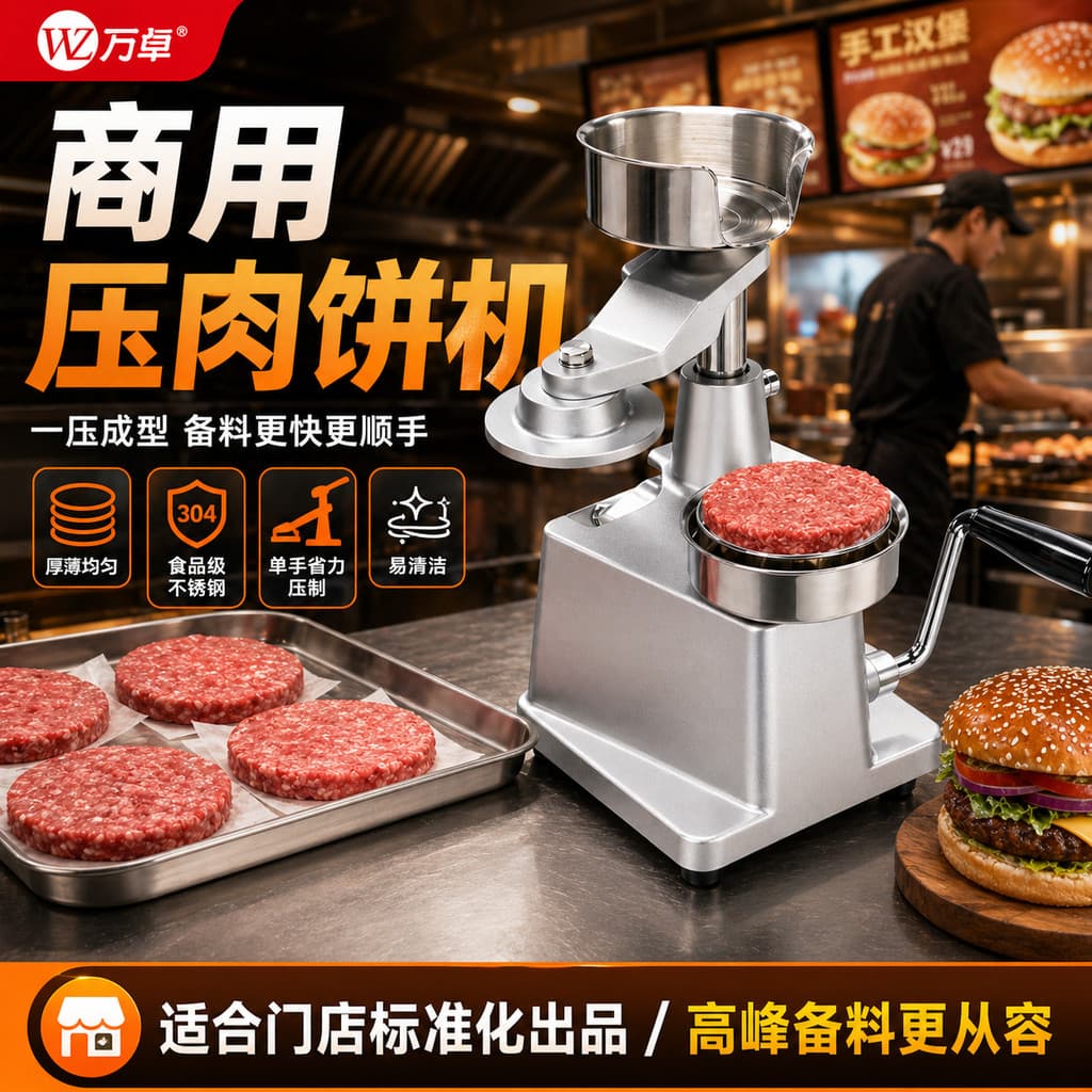 Wanzhuo hambúrguer pastelaria Presser imprensa máquina de pastelaria comercial máquina de moldagem de pastelaria molde M