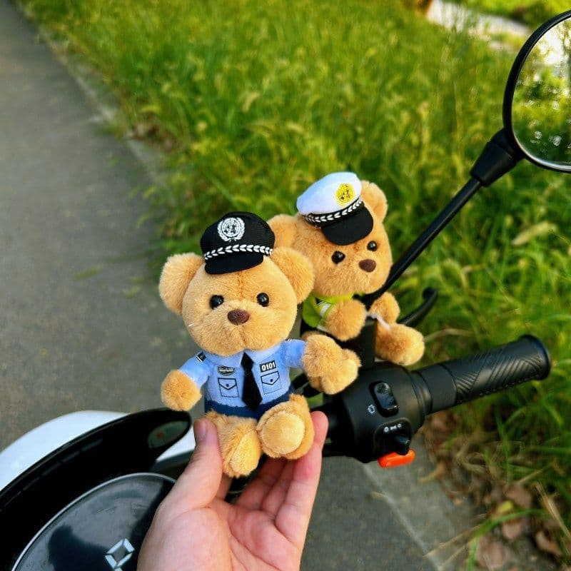 Urso da polícia boneca brinquedo de pelúcia influenciador chaveiro pingente urso de pelúcia boneca casal presente boneca