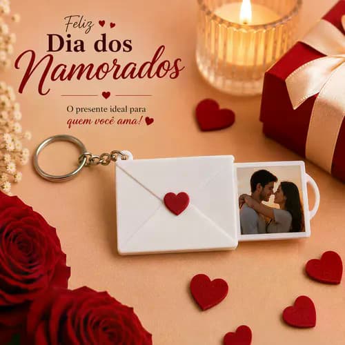 Chaveiro Envelope Carta Com Foto Dia Dos Namorados  Presente dias das mães lembrancinha