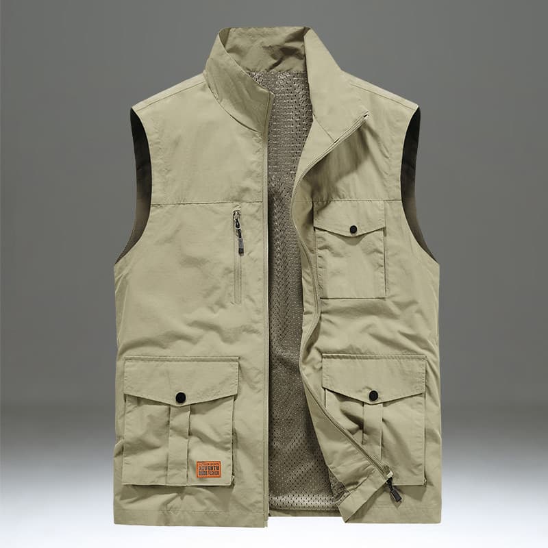 Colete masculino primavera outono Casual ao ar livre Multi-bolso ferramentas colete solto tamanho grande colete de secag