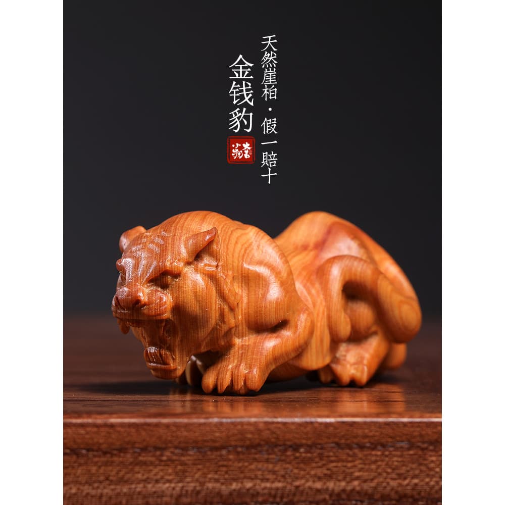 Natural Thuja madeira maciça escultura integrada criativo leopardo decorações para casa Wenwan transferência lidar com p