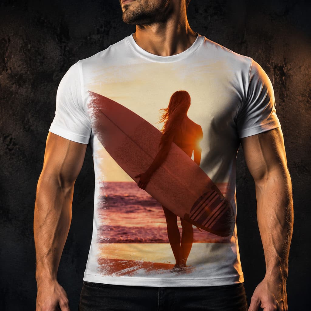 Camiseta Surf Surfista Praia Ondas Prancha Sol Garota A