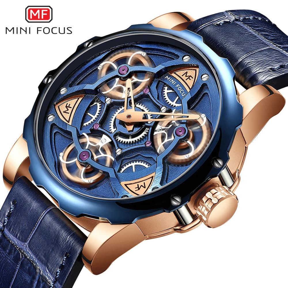 MINI foco marca relógio estilo mecânico oco relógio masculino na moda cinto de venda quente Casual relógio masculino 024