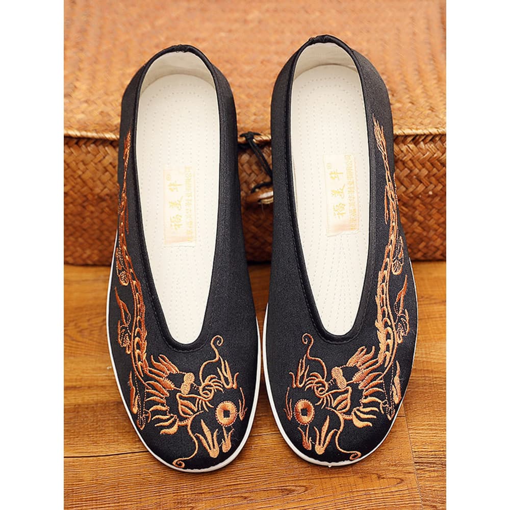 Extra grande tamanho velho pequim sapatos de pano masculino verão sola macia estilo chinês bordado 50 Retro deslizamento