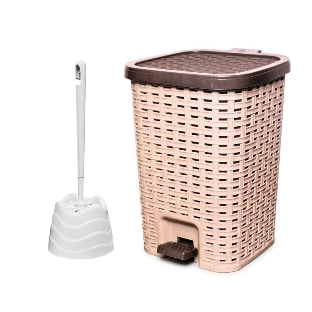 Kit Lixeira Smart Pedal 15 litros + Escova Sanitária Reforçada Casa Banheiro Limpeza Lavabo