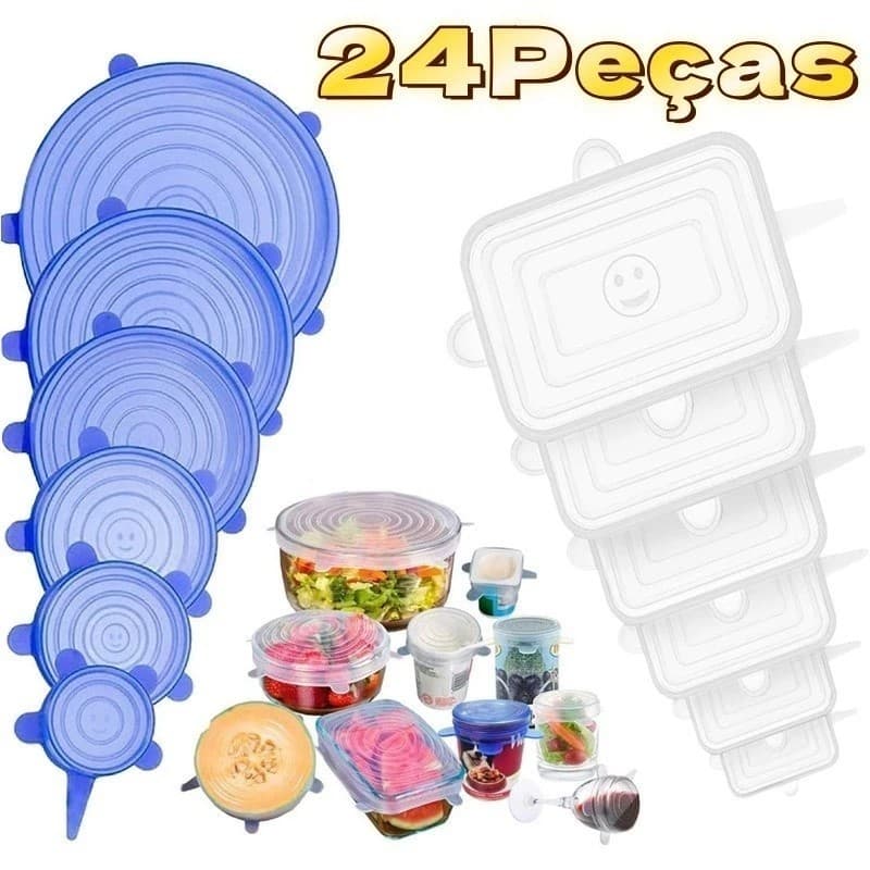 24 Peças Tampas De Painel De Silicone Reutilizáveis Universais Elásticas