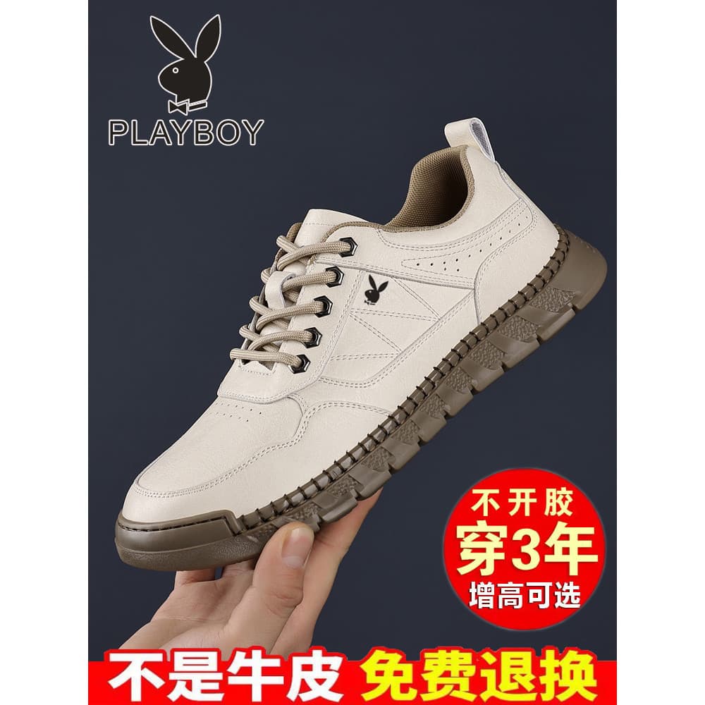 Playboy sapatos masculinos primavera couro genuíno negócios sapatos de couro casuais aumento interno rendas Retro sapato