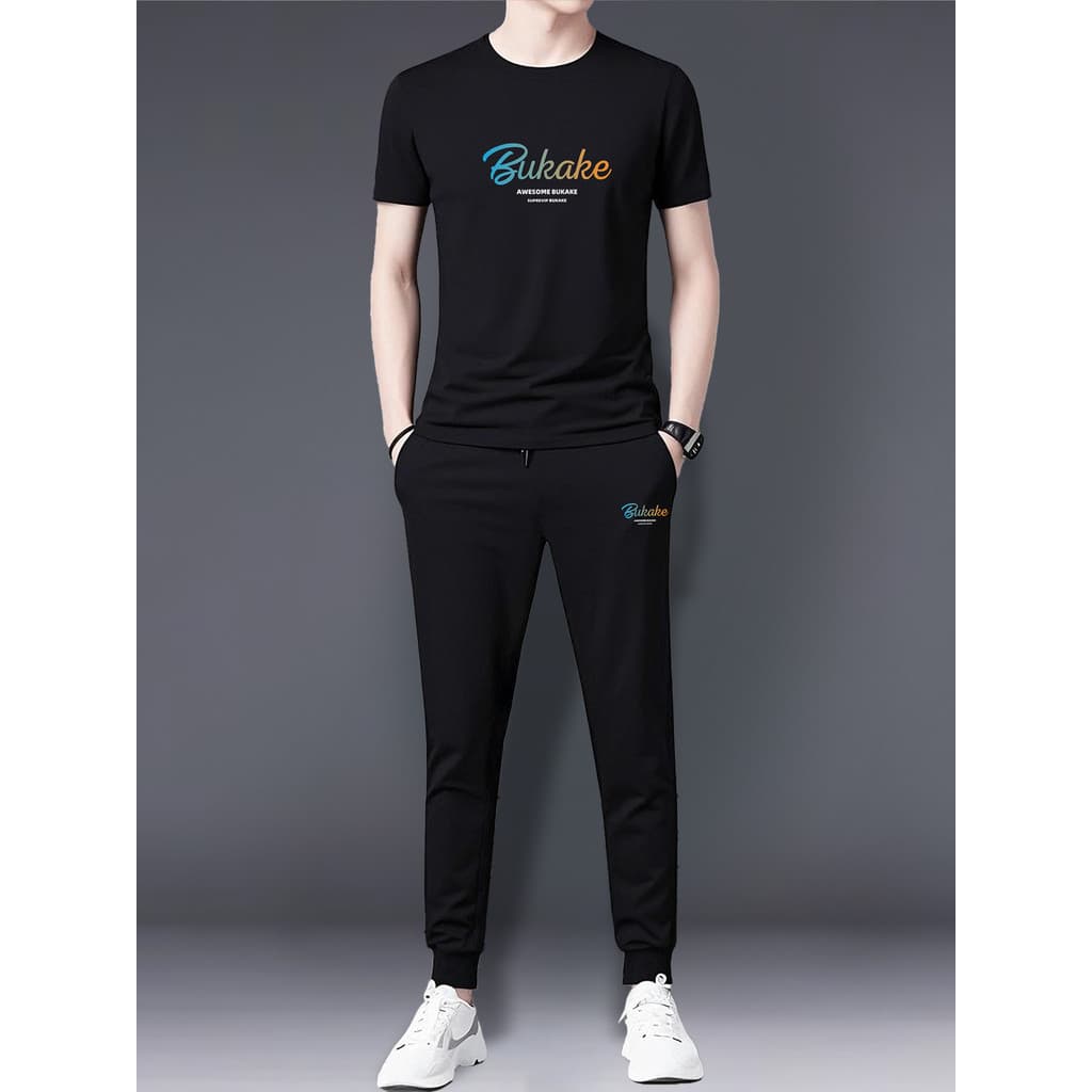 Verão gelo seda esportes Casual terno masculino 2026 novo estilo moda na moda camiseta bonito combinando roupas de verão