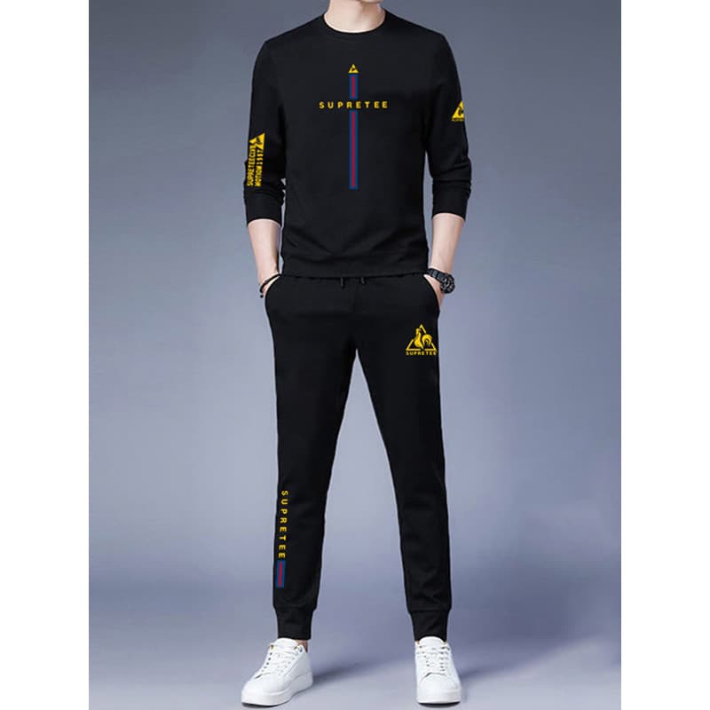 Terno Casual masculino roupas esportivas primavera outono estilo forro de lã roupas espessadas moletom masculino calças