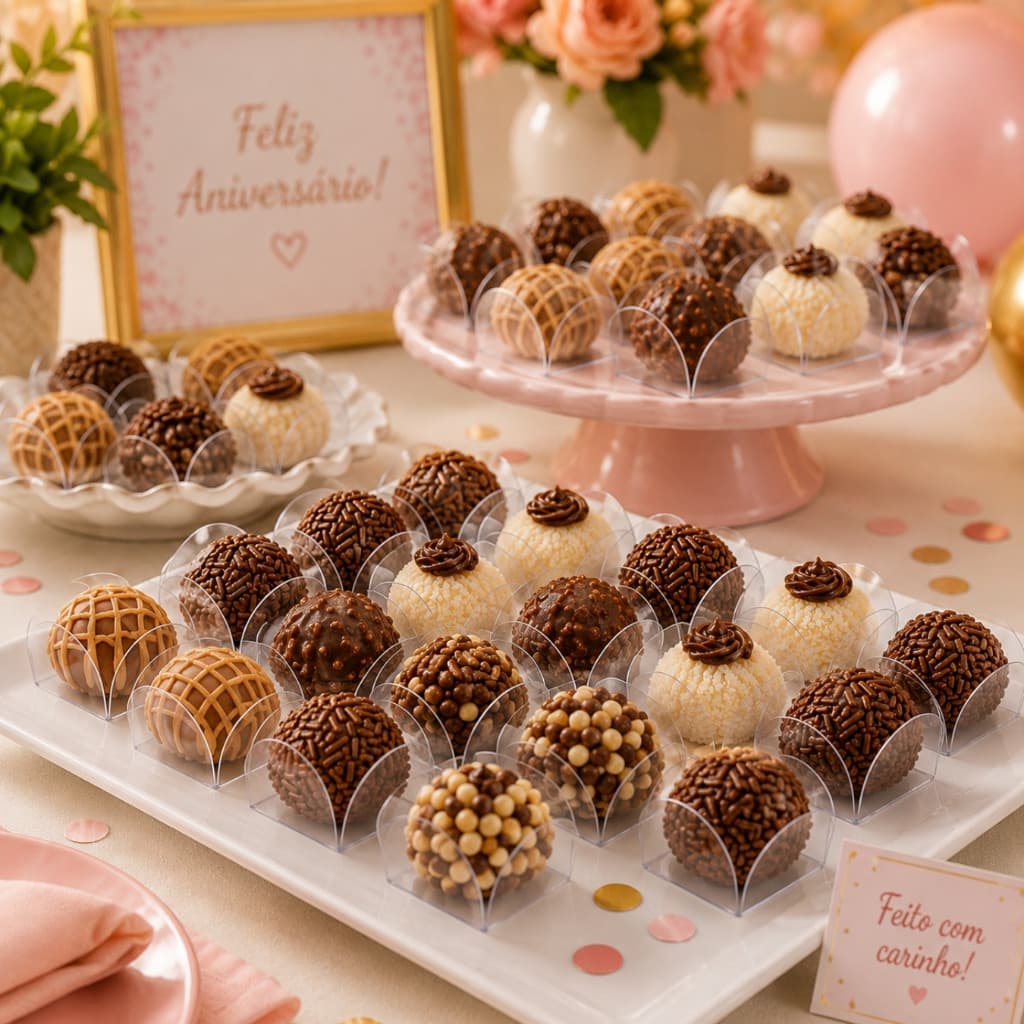 Kit 50/300 Forminha Acetato Para Doces Finos Brigadeiro Gourmet Luxo Transparente Festa Aniversário