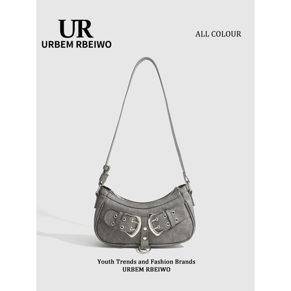 UR saco feminino outono inverno nicho doce legal quente menina fivela de cinto motocicleta axilas saco ombro portátil se