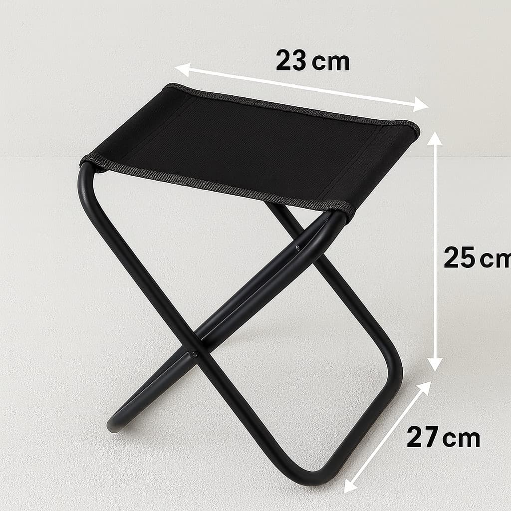 Banqueta Dobrável Portátil em Aço para Camping ou Praia – Kit com 1 ou 2 Unidades