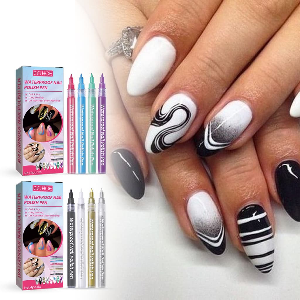 EELHOE caneta de manicure à prova d'água, cola para esmalte, grafite, manicure, fácil de colorir, caneta pintada para de