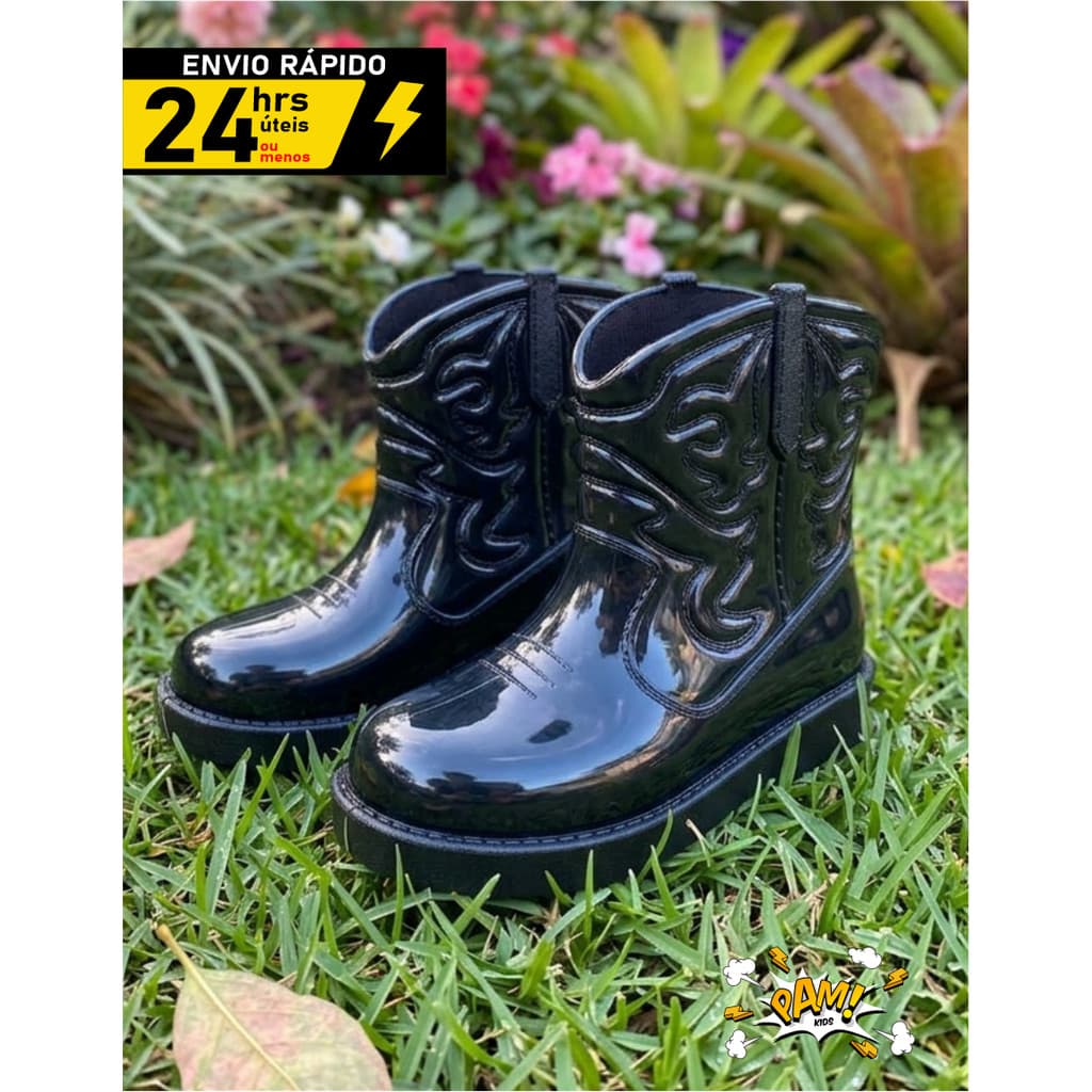 Bota Galocha Infantil Estilo Texana injetada impermeável Coturno Botinha