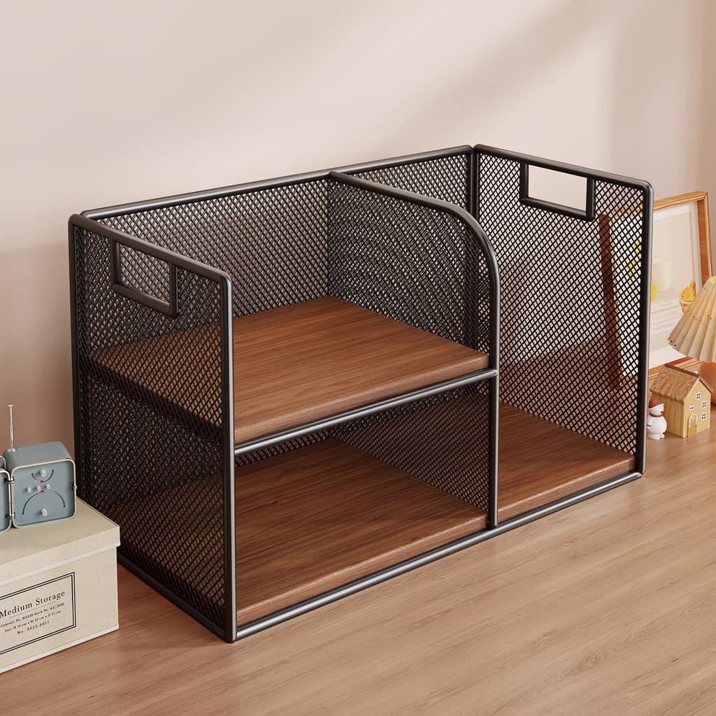 Prateleira de mesa doméstica, rack de armazenamento de livros, sala de estar, lanche, suporte de copo de água, organizad