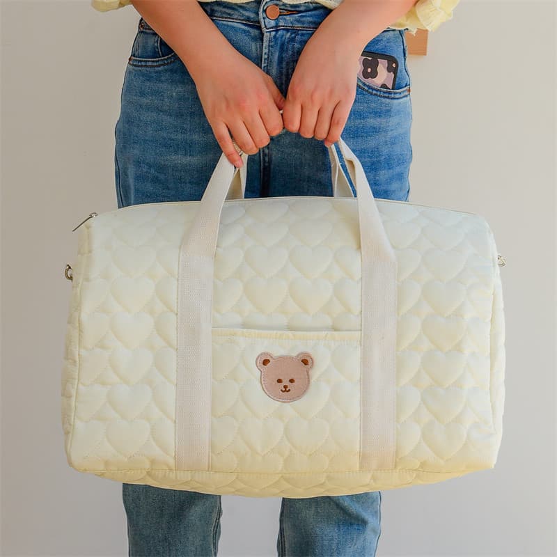 Versão coreana urso bordado viagem bolsa de grande capacidade amor armazenamento Boston mamãe bolsa mensageiro de um omb