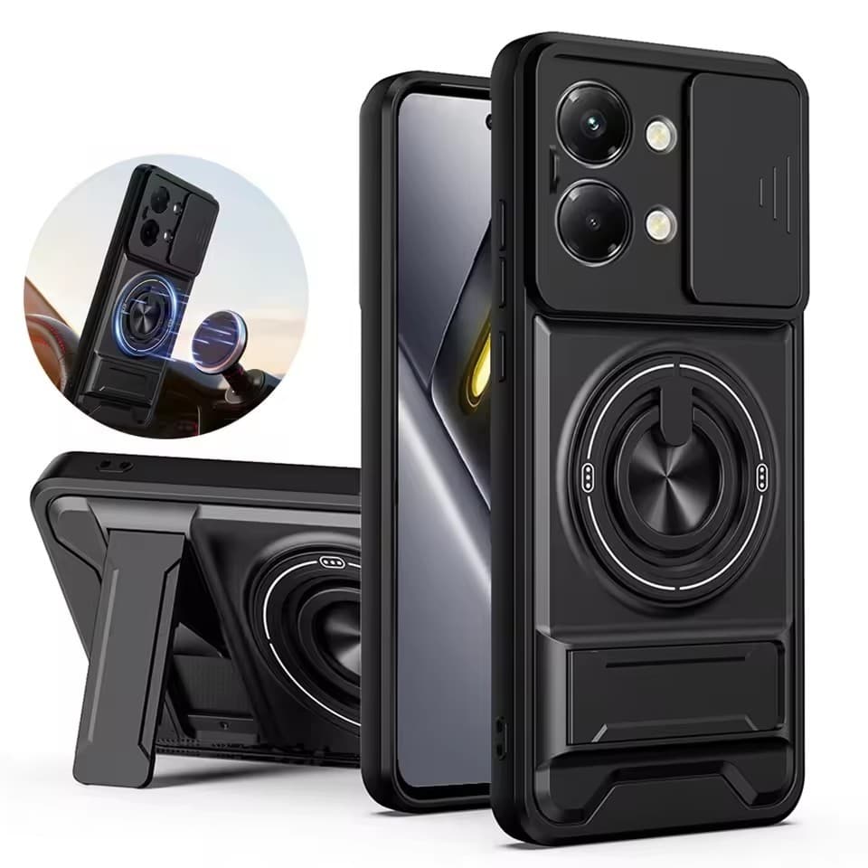 Capa Armadura Para Xiaomi Poco X8 Pro M8 M7 M6 X7 X6 F8 F7 X5 Pro Poco C85 C75 C65 Suporte Magnético Anel Lente Proteger