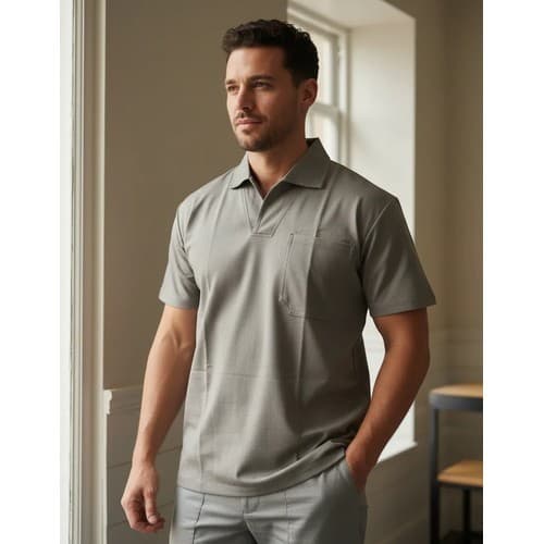 Camisa Cinza M Com Bolso Cinza Lisa M