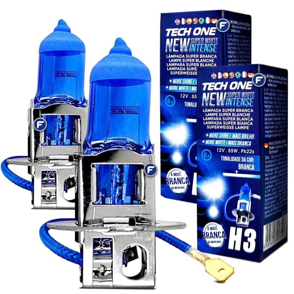 Kit 2 Lampada Superbranca 12v Techone Caixinha 8500k H3 55w