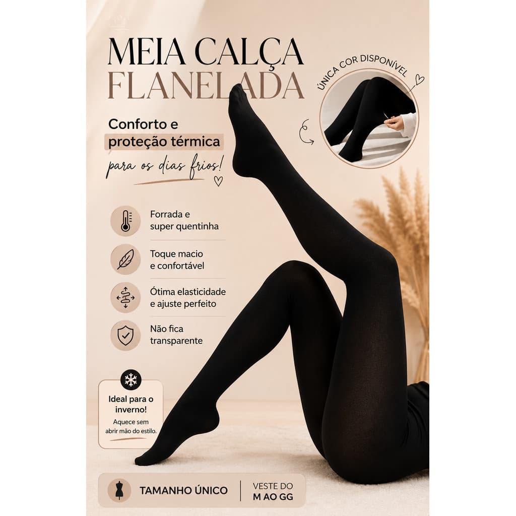 Meia Calça Térmica Forrada Translúcida De Lã Quente Feminina Para Inverno Segunda Pele