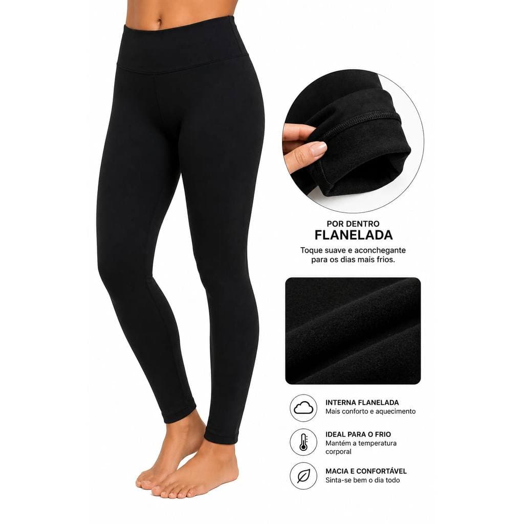 Calça Legging Flanelada Feminina Cintura Alta Inverno Premium suplex