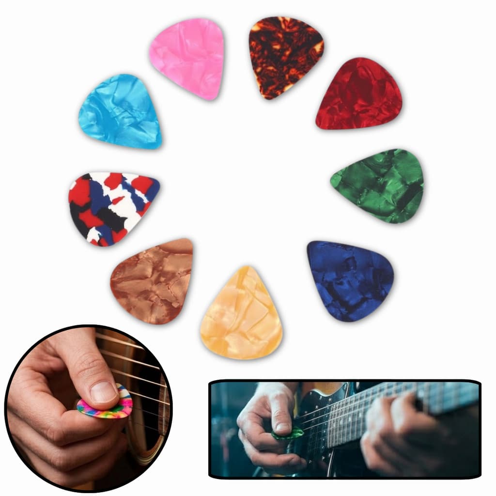 Kit 3 Palhetas Celuloide Fina Para Violão Guitarra Baixo Cavaco Ukulele