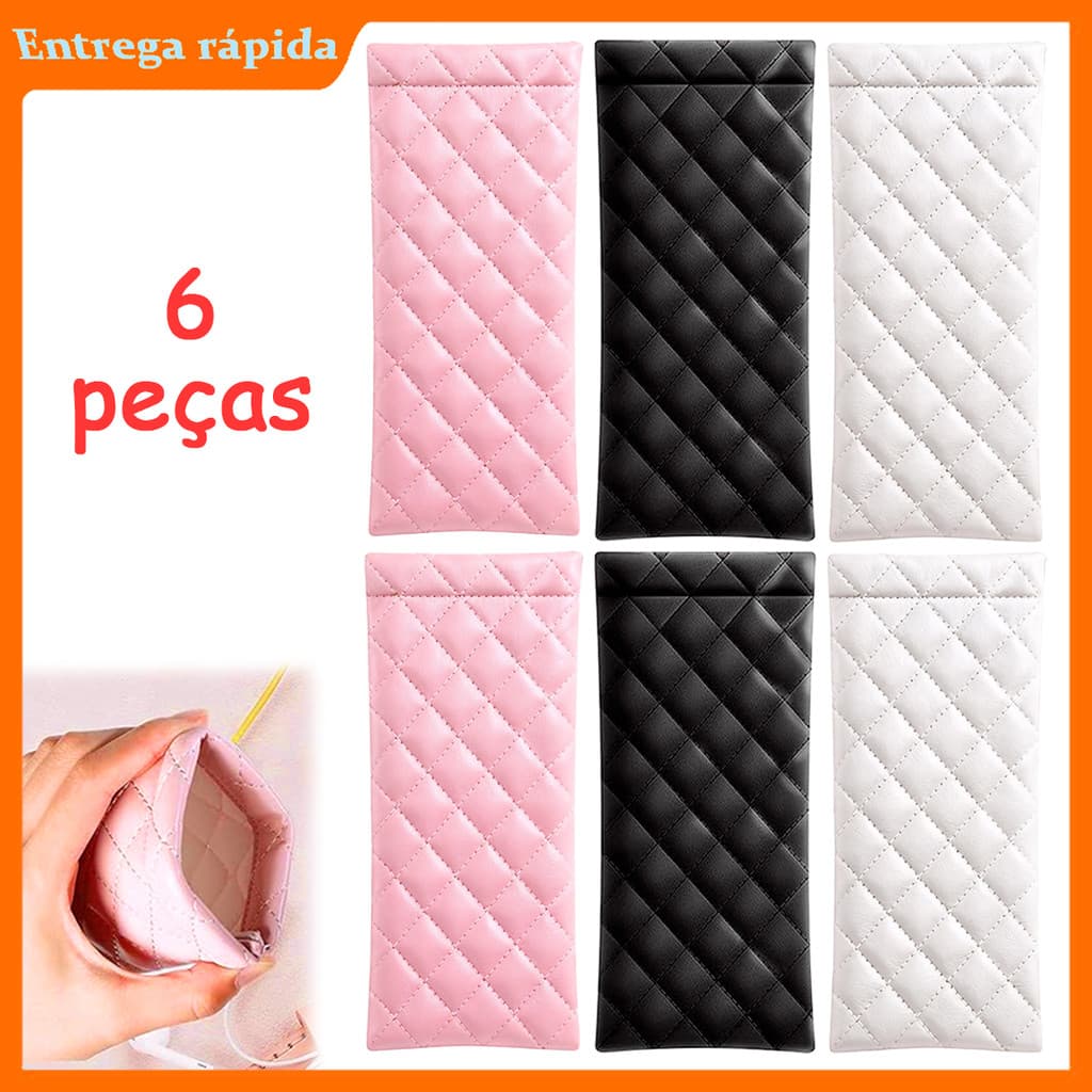 Bolsa de armazenamento de óculos de sol kit de 6 peças, couro impermeável, fones de ouvido e armazenamento de óculos