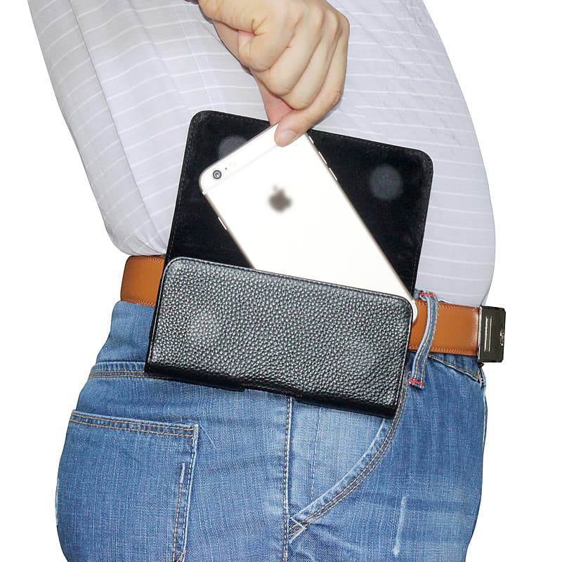 Bolsa para celular de couro genuíno genuíno usando cinto pendurado bolsa de cintura primeira camada capa de couro cintur