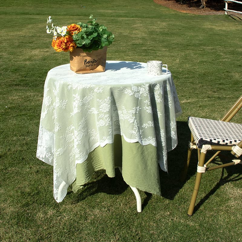 Retro verde renda mesa pano arte Pastoral ins estilo pequena mesa redonda clara retangular mesa de café pano foto decora