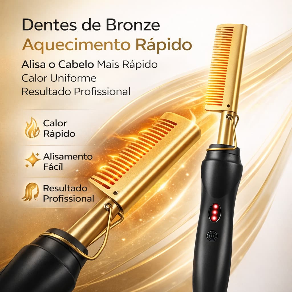 Pente Quente Elétrico Alisador De Cabelo Chapinha Profissional Cerâmica Bivolt Alisamento