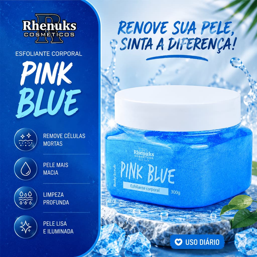 Esfoliante Pink Blue Rhenuks 300g Body Scrub Renovaçao e Pele Macia