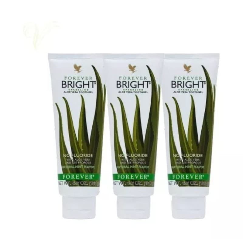 Kit 3 Creme Dental Forever Bright 130g – Aloe Vera e Própolis Natural, Sem Flúor, Clareador e Vegano