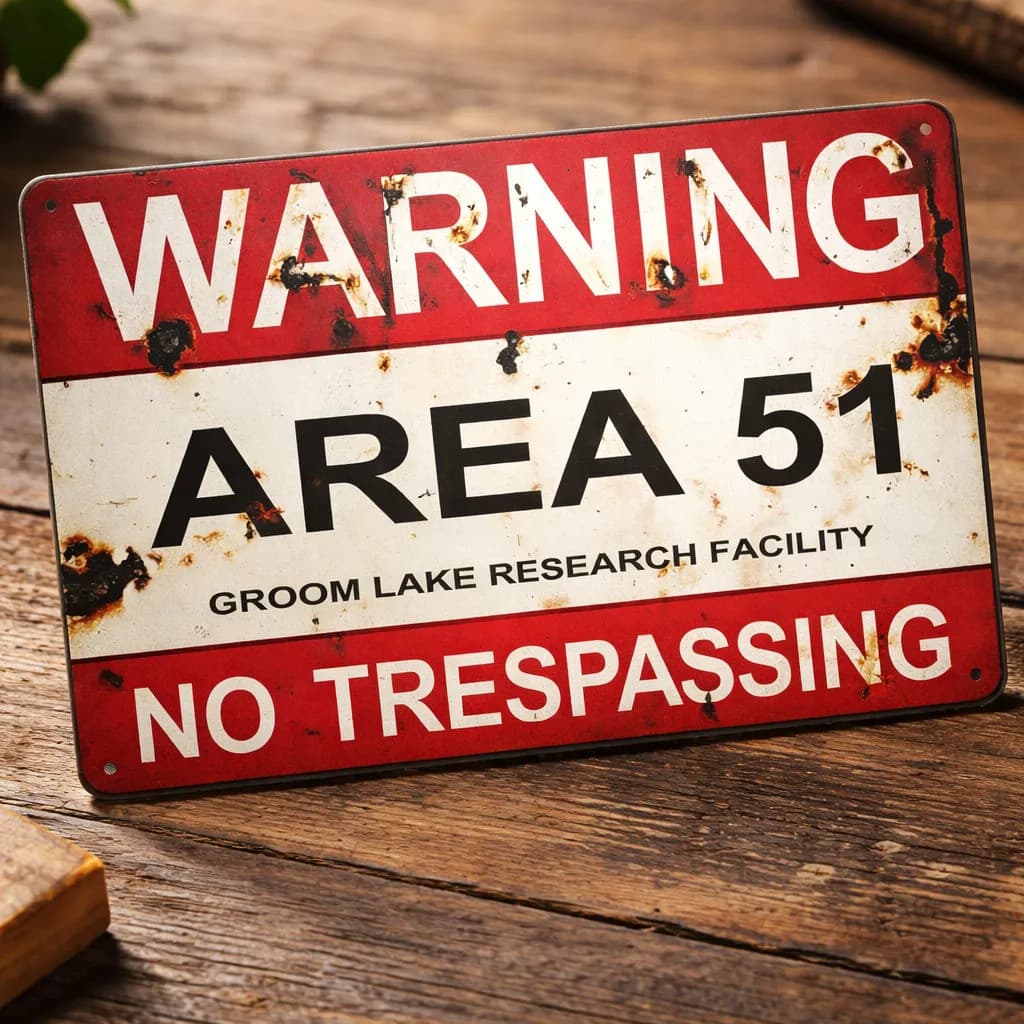 Placa Decorativa Metal Área 51 Vintage Retrô Warning 20x30 Placa De Metal Area 51 Warning