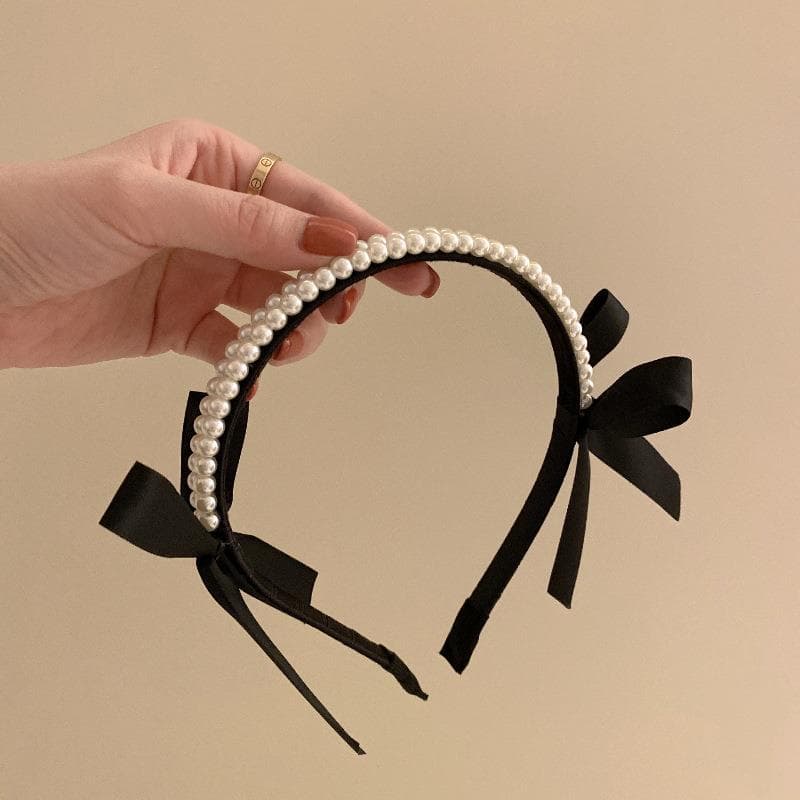 Pérola preto veludo crianças bandana menina arco acessórios de cabelo bebê Hairpin cabeça acessórios