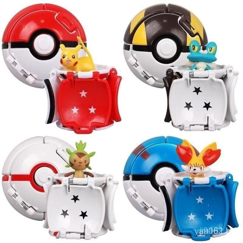 4 bolas de lançamento automático Pokémon Balls e modelos Pokémon Pikachu NMSB XXXC